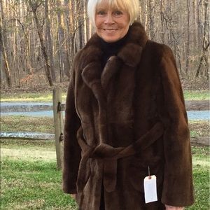 NWT Brown Sheared NAFA Mink Fur Jacket S M 8 10